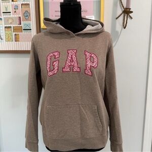 Women’s Y2K Gap Logo Brown and Pink Hoodie Medium